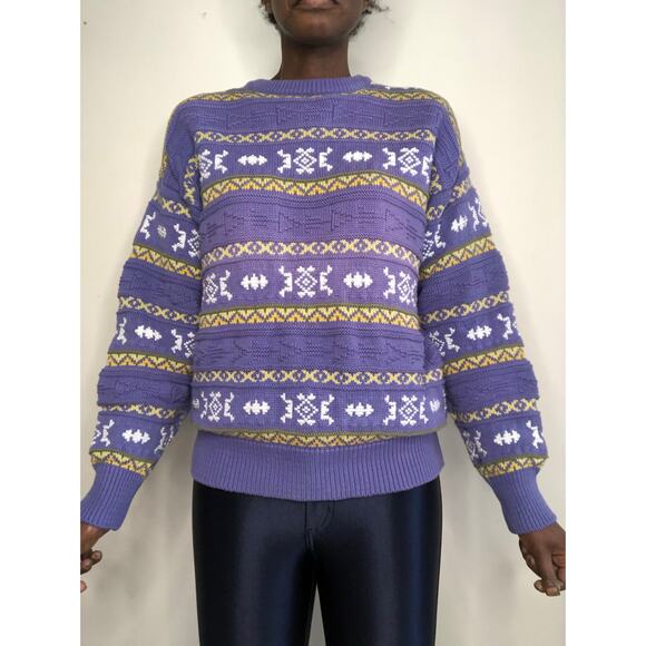 VINTAGE | 1980s Claiborne Textured Knit Cotton Sweater Size Medium - Picture 7 of 7